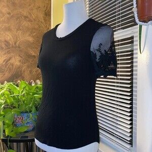 Black Lace Sleeve Top